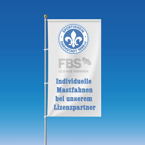 Hissfahne-mit-Ausleger Mastfahnen, individuell